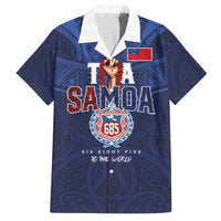 Custom Rugby Toa Samoa Family Matching Off Shoulder Short Dress and Hawaiian Shirt Champions Six Eight Five LT03 Dad's Shirt - Short Sleeve Blue - Polynesian Pride