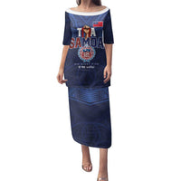 Custom Rugby Toa Samoa Family Matching Puletasi and Hawaiian Shirt Champions Six Eight Five LT03 Mom's Dress Blue - Polynesian Pride