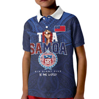 Custom Rugby Toa Samoa Kid Polo Shirt Champions Six Eight Five LT03 Kid Blue - Polynesian Pride