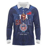 Custom Rugby Toa Samoa Long Sleeve Polo Shirt Champions Six Eight Five - Polynesian Pride
