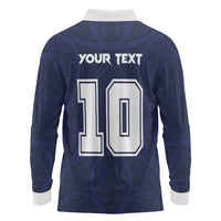 Custom Rugby Toa Samoa Long Sleeve Polo Shirt Champions Six Eight Five - Polynesian Pride