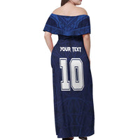 Custom Rugby Toa Samoa Off Shoulder Maxi Dress Champions Six Eight Five LT03 - Polynesian Pride