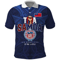 Custom Rugby Toa Samoa Polo Shirt Champions Six Eight Five LT03 Blue - Polynesian Pride