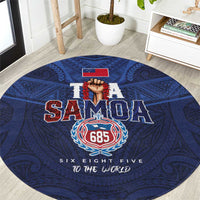 Rugby Toa Samoa Round Carpet Champions Six Eight Five LT03 Blue - Polynesian Pride
