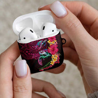 Hawaiian Plumeria and Hibiscus with Turtles AirPods Case Polynesian Art Red Color LT03 - Polynesian Pride