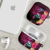 Hawaiian Plumeria and Hibiscus with Turtles AirPods Case Polynesian Art Red Color LT03 - Polynesian Pride
