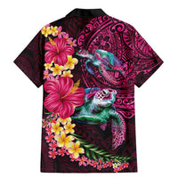 Hawaiian Plumeria and Hibiscus with Turtles Family Matching Mermaid Dress and Hawaiian Shirt Polynesian Art Red Color - Polynesian Pride