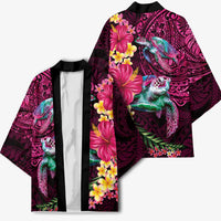 Hawaiian Plumeria and Hibiscus with Turtles Kimono Polynesian Art Red Color - Polynesian Pride