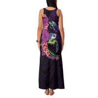 Hawaiian Plumeria and Hibiscus with Turtles Family Matching Tank Maxi Dress and Hawaiian Shirt Polynesian Art Purple Color - Polynesian Pride