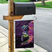 Hawaiian Plumeria and Hibiscus with Turtles Garden Flag Polynesian Art Purple Color - Polynesian Pride