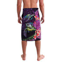 Hawaiian Plumeria and Hibiscus with Turtles Lavalava Polynesian Art Purple Color - Polynesian Pride