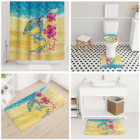 Hawaiian Tropical Plants Turtles Bathroom Set Watercolor Style - Polynesian Pride