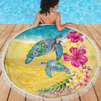 Hawaiian Tropical Plants Turtles Beach Blanket Watercolor Style - Polynesian Pride