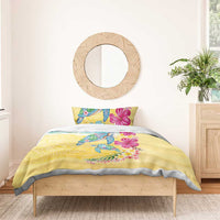 Hawaiian Tropical Plants Turtles Bedding Set Watercolor Style - Polynesian Pride