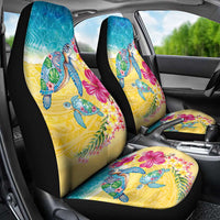 Hawaiian Tropical Plants Turtles Car Seat Cover Watercolor Style - Polynesian Pride