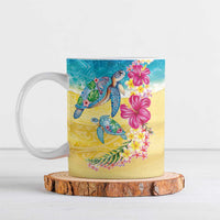 Hawaiian Tropical Plants Turtles Ceramic Mug Watercolor Style - Polynesian Pride