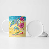 Hawaiian Tropical Plants Turtles Ceramic Mug Watercolor Style - Polynesian Pride
