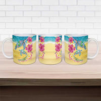 Hawaiian Tropical Plants Turtles Ceramic Mug Watercolor Style - Polynesian Pride