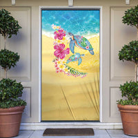 Hawaiian Tropical Plants Turtles Door Cover Watercolor Style - Polynesian Pride