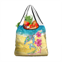 Hawaiian Tropical Plants Turtles Grocery Bag Watercolor Style - Polynesian Pride