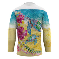 Hawaiian Tropical Plants Turtles Hockey Jersey Watercolor Style - Polynesian Pride