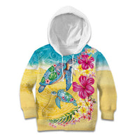 Hawaiian Tropical Plants Turtles Kid Hoodie Watercolor Style - Polynesian Pride