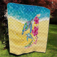 Hawaiian Tropical Plants Turtles Quilt Watercolor Style - Polynesian Pride