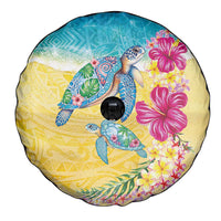 Hawaiian Tropical Plants Turtles Spare Tire Cover Watercolor Style - Polynesian Pride