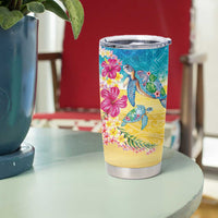 Hawaiian Tropical Plants Turtles Tumbler Cup Watercolor Style - Polynesian Pride