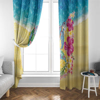 Hawaiian Tropical Plants Turtles Window Curtain Watercolor Style - Polynesian Pride