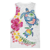 Hawaiian Abstract Art Turtles Basketball Jersey with Plumeria and Hibiscus - Polynesian Pride