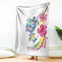 Hawaiian Abstract Art Turtles Blanket with Plumeria and Hibiscus LT03 - Polynesian Pride
