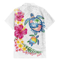 Hawaiian Abstract Art Turtles Family Matching Mermaid Dress and Hawaiian Shirt with Plumeria and Hibiscus - Polynesian Pride