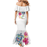 Hawaiian Abstract Art Turtles Mermaid Dress with Plumeria and Hibiscus - Polynesian Pride