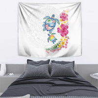 Hawaiian Abstract Art Turtles Tapestry with Plumeria and Hibiscus LT03 - Polynesian Pride