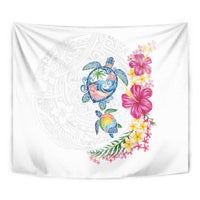 Hawaiian Abstract Art Turtles Tapestry with Plumeria and Hibiscus LT03 - Polynesian Pride