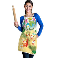 Hawaiian Mele Kalikimaka Apron Tropical Plumeria and Lei Funny Santa Beach - Polynesian Pride