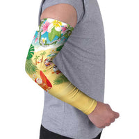Hawaiian Mele Kalikimaka Arm Sleeves Tropical Plumeria and Lei Funny Santa Beach - Polynesian Pride