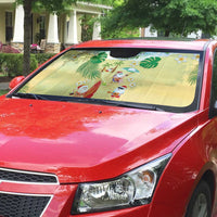 Hawaiian Mele Kalikimaka Auto Sun Shade Tropical Plumeria and Lei Funny Santa Beach - Polynesian Pride