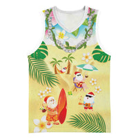 Hawaiian Mele Kalikimaka Basketball Jersey Tropical Plumeria and Lei Funny Santa Beach - Polynesian Pride