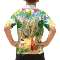 Hawaiian Mele Kalikimaka Family Matching Puletasi and Hawaiian Shirt Tropical Plumeria and Lei Funny Santa Beach LT03 - Polynesian Pride
