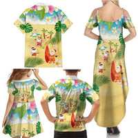 Hawaiian Mele Kalikimaka Family Matching Summer Maxi Dress and Hawaiian Shirt Tropical Plumeria and Lei Funny Santa Beach - Polynesian Pride