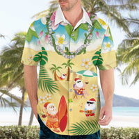 Hawaiian Mele Kalikimaka Hawaiian Shirt Tropical Plumeria and Lei Funny Santa Beach - Polynesian Pride