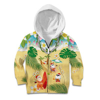 Hawaiian Mele Kalikimaka Kid Hoodie Tropical Plumeria and Lei Funny Santa Beach - Polynesian Pride