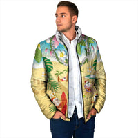 Hawaiian Mele Kalikimaka Padded Jacket Tropical Plumeria and Lei Funny Santa Beach - Polynesian Pride