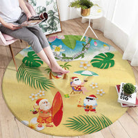 Hawaiian Mele Kalikimaka Round Carpet Tropical Plumeria and Lei Funny Santa Beach LT03 - Polynesian Pride