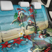 Hawaiian Mele Kalikimaka Back Car Seat Cover Tropical Xmas Turtles Red Poinsettia Watercolor - Polynesian Pride