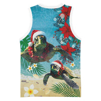 Hawaiian Mele Kalikimaka Basketball Jersey Tropical Xmas Turtles Red Poinsettia Watercolor - Polynesian Pride