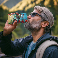 Hawaiian Mele Kalikimaka 4 in 1 Can Cooler Tumbler Tropical Xmas Turtles Red Poinsettia Watercolor - Polynesian Pride