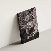 Hawaiian Plumeria and Hibiscus with Turtles Canvas Wall Art Polynesian Art Grayscale - Polynesian Pride